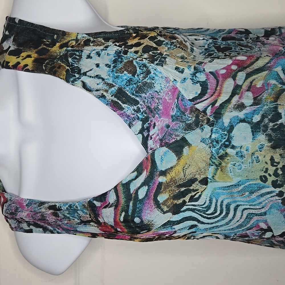 Teal Viscose Wispy Blouse Top L - Picture 4 of 7